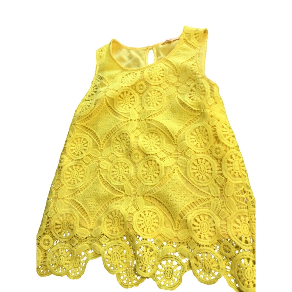 Skies Are Blue Yellow Lace Sleeveless Top - Women's‎ XS